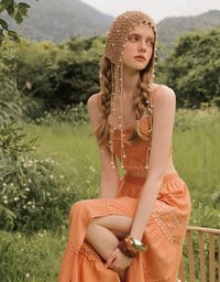 Boho Embroidered Tiered Maxi Skirt with Side Slit Detail