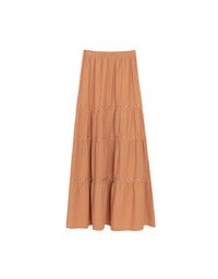 Boho Embroidered Tiered Maxi Skirt with Side Slit Detail