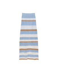 Multicolor Striped Knit Maxi Skirt with Back Slit Detail