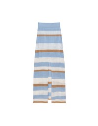Multicolor Striped Knit Maxi Skirt with Back Slit Detail