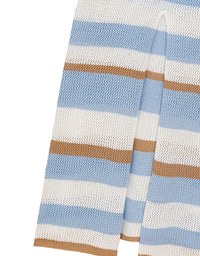 Multicolor Striped Knit Maxi Skirt with Back Slit Detail