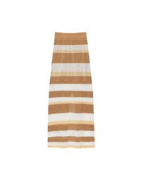 Multicolor Striped Knit Maxi Skirt with Back Slit Detail