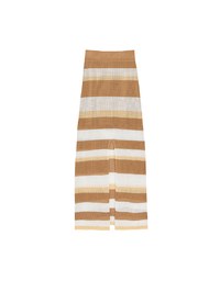 Multicolor Striped Knit Maxi Skirt with Back Slit Detail