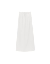 Side Ruched High Waist Maxi Skirt with Front Slit
