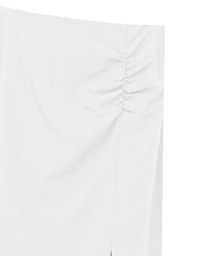 Side Ruched High Waist Maxi Skirt with Front Slit