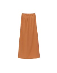Side Ruched High Waist Maxi Skirt with Front Slit