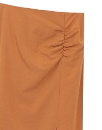 Side Ruched High Waist Maxi Skirt with Front Slit