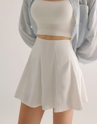 High Waist Flared Pleated Mini Skirt