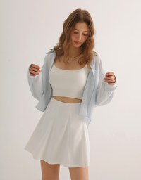 High Waist Flared Pleated Mini Skirt