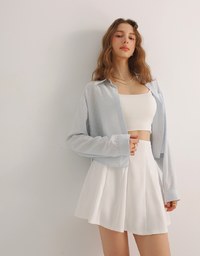 High Waist Flared Pleated Mini Skirt