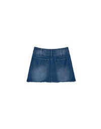 Raw Hem Washed Double Button Jeans Denim Mini Skirt
