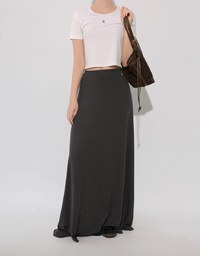 Logo Embroidered Slim Fit Flared Maxi Skirt