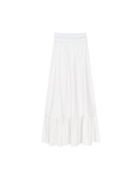 Elastic Embroidered Waist Side Slit Maxi Skirt