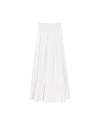 Elastic Embroidered Waist Side Slit Maxi Skirt