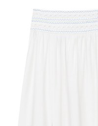 Elastic Embroidered Waist Side Slit Maxi Skirt