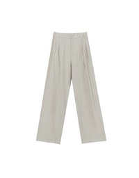 Cooling Fabric Lighweight High Waist Wide Leg Pants with Pleated Front Detail
