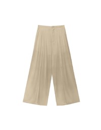 Front Slit Flowy Pleated Wide Leg Pants