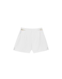 High Waist Chain Accent Pleated Tailored Shorts
