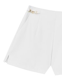High Waist Chain Accent Pleated Tailored Shorts