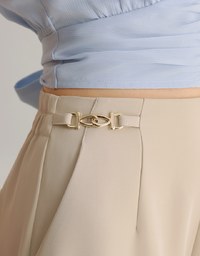 High Waist Chain Accent Pleated Tailored Shorts