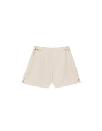 High Waist Chain Accent Pleated Tailored Shorts