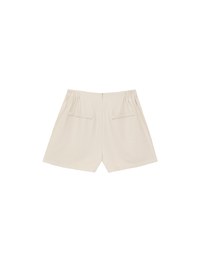 High Waist Chain Accent Pleated Tailored Shorts