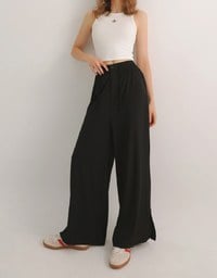 Cooling Fabric Wide Leg Pants with Drawstring Detail