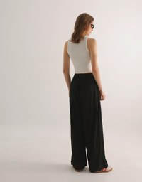 Cooling Fabric Wide Leg Pants with Drawstring Detail
