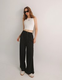 Cooling Fabric Wide Leg Pants with Drawstring Detail