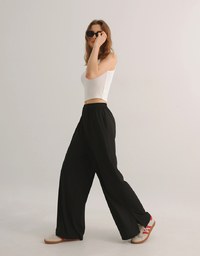 Cooling Fabric Wide Leg Pants with Drawstring Detail