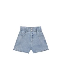 Cooling Fabric Double Button Jeans Denim Shorts with Heart Pocket Stitching