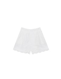 Embroidered Bow Lace Cotton Shorts with Scallop Hem