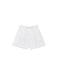 Embroidered Bow Lace Cotton Shorts with Scallop Hem