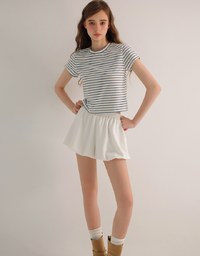 Bubble Flare High Waist Shorts with Stretch Waistband