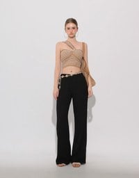 Elastic Waist Crinkled Texture Wide Leg Pants