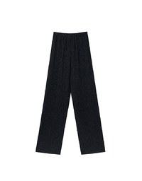 Elastic Waist Crinkled Texture Wide Leg Pants