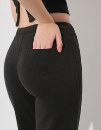 High Waist Drawstring Waist Stretch Knit Flared Sweatpants