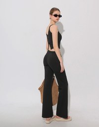 High Waist Drawstring Waist Stretch Knit Flared Sweatpants