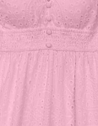 Boho Bohemian Style V Neck Eyelet Lace Tiered Padded Maxi Dress
