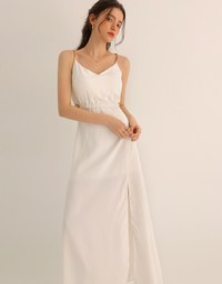 Gold Chain Spaghetti Strap Slit Padded Maxi Dress