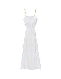 Gold Chain Spaghetti Strap Slit Padded Maxi Dress