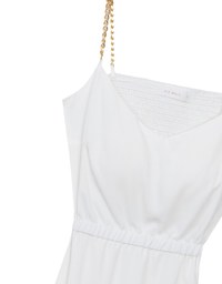 Gold Chain Spaghetti Strap Slit Padded Maxi Dress