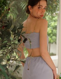 Gold Chain Spaghetti Strap Slit Padded Maxi Dress