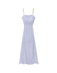 Gold Chain Spaghetti Strap Slit Padded Maxi Dress