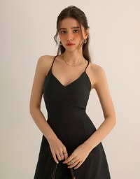 Cooling Fabric Lighweight Crisscross Backless Strappy Padded Mini Dress