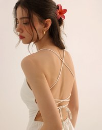 Cooling Fabric Lighweight Crisscross Backless Strappy Padded Mini Dress
