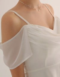 Off Shoulder Layered Chiffon Padded Mini Dress