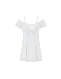 Off Shoulder Layered Chiffon Padded Mini Dress