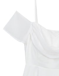 Off Shoulder Layered Chiffon Padded Mini Dress