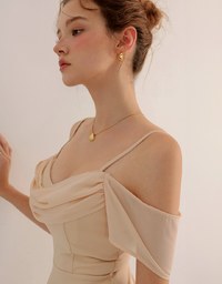 Off Shoulder Layered Chiffon Padded Mini Dress